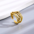 Adjustable multi-layer vintage gold ring with twisted textures and Forever engraving - Gold Vintage Forever Lettering Ring (DZ-833)