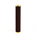 Elegant cylindrical jewelry box in deep red velvet with gold metal caps for bracelets - Single Tube Coffee