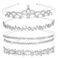 Set of five silver bridal headbands with shimmering rhinestones and pearls - Silver 4-Piece Set Style 31# (As Pictured)