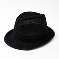 Chapeau Panama en maille noire respirante pour homme avec ruban pour protection solaire été - Noir / 58cm