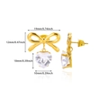 Gedetailleerde afmetingen van gouden strik en roze hart zirkoon oorbellen met labels - Strik met Helder Strass Hart (G255457)