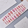 24pcs starburst almond press-on nails with pink gradient and 3D water drop design - Geometric Water Drop Relief Style (WY-054) / 24 Pieces Strip Pack
