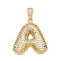 Macro shot of 18k gold plated letter A pendant with sparkling pavé cubic zirconia - Letter A