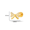 Piercing labret a fiocco dorato con zirconi bianchi e base piatta da 0,68 cm - Stile Fiocco Elegante (588-6#金)