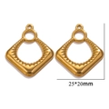 Colgantes de rombo dorados en acero inoxidable con textura para pendientes 25x20mm - Dorado