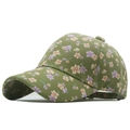 Gorra de béisbol de algodón verde oliva con flores para protección solar y estilo exterior - Verde Hierba