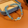 Bracciale di perle con ciondolo a cuore, granato arancione e diaspro in stile retrò - Stile Cuore Perla Apatite Blu