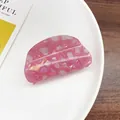Pink marble texture acetate hair claw clip with water ripple pattern for women - Semi-circular Red