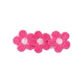 Floral knit hair clip with three embroidered rose pink flowers for children - Rose Pink / No.8