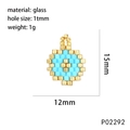 Macro detail of hand-woven glass star pendant with size and weight dimensions - Light Blue (Round)