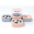 Automatic pet water dispenser with dual stainless steel bowls in gray and pink - Water Dispenser with Double Bowls (Pink + Gray)