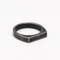 Close-up of minimalist industrial style ring with a vintage silver finish and oxidized texture - US 5 / Antique Silver