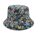 Detailed view of floral bucket hat featuring rose, butterfly, and dragonfly patterns - Rose Butterfly Dragonfly(3#)