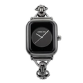 Lareina Rita women's square quartz watch with black dial and silver metal link strap - Small Chain Style / Gunmetal
