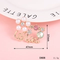 Golden flower brooch with pink crystals, pearls and Angel text, 37mm by 47mm size - D808 Angel Pearl Letter