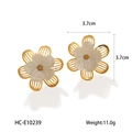 Détail des boucles d'oreilles fleur plaquées or 18k avec dimensions et poids - Style Fleur Blanche (HC-E10239)
