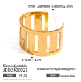Goldener Edelstahl Manschettenarmband mit hohlraum-design und verstellbarem 18k gold-finish - Hohl Rundloch Stil (JDB2408021) / Gold