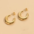 Orecchini a cerchio geometrici classici a forma di C con finitura placcata oro 14K donna - Mezzaluna a Forma di C Oro