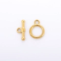 Polished 18k gold stainless steel OT toggle clasp for DIY jewelry making with mirror finish - DY714-Basic Round / Gold