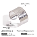 Gedetailleerde maatspecificaties voor de brede roestvrijstalen cuff armband met hamer-look - Zilveren Gehamerde Stijl (JDB2405032-S)