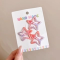 Pink and purple gradient star-shaped BB clips with sparkling glitter for kids - 3# Pink Purple Set of 3
