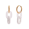 Orecchini dorati con maglie in acrilico bianco e trasparente stile moderno - Oro Bianco
