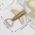 Airplane shaped bottle opener in gold finish zinc alloy with propeller details - Bagged-Large Airplane-Gold
