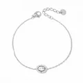 Silver stainless steel bracelet featuring an oval clear stone and zircon border - Silver Oval Clear Zircon Style (SBP135)
