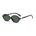 Retro oval sunglasses with black frame, dark green lenses and golden pyramid studs - Glossy Black G15 Lens C16