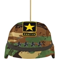 Army helmet acrylic Christmas ornament with camouflage pattern and America text label - 8-Camo Star Helmet