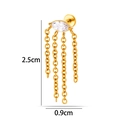 Gouden roestvrijstalen labret-stud met marquise zirkoon en vier bungelende kettingen. - Marquise Zirconia Vierketten Kwastje Stijl (2630-14#) / Goud