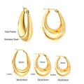 French vintage style gold plated oval hoop earrings in three sizes with dimensions guide - 10mm Gold
