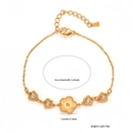 Gold-plated five-leaf flower bracelet with star charms, lobster clasp, and extension chain - Pentagram Clear Zircon