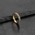 2mm gold-plated titanium steel ring featuring double rows of clear sparkling crystals - Gold (2 Rows)