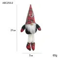 Kerstkabouter knuffel met rood geruite muts en lange benen, 21cm hoog ornament - Mannelijke Stijl (Baard)