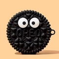 Oreo-style silicone case with cartoon eyes for AirPods Pro 2 protective shell - Black Oreo Eyes + Carabiner / AirPods 1/2 Gen