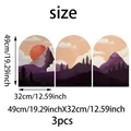 Set di 3 adesivi murali bohémien tramonto sulle montagne, decorazione moderna 32x49cm - Tramonto in Montagna Viola (UV80007T_R)