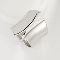 Polished silver double-layered irregular open bangle bracelet with minimalist wavy design - Double Layer Streamlined Mirror Ring (SL295) / Silver