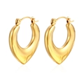 Vintage hartvormige roestvrijstalen chunky oorringen met een luxe 18K goudvergulde afwerking - Gepolijst Dik Hart Goud (MS-247)
