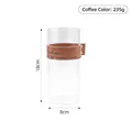 Vaso in vetro minimalista con manico in pelle marrone, taglia grande, altezza 18 cm - Grande / Caffè