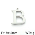 Polished stainless steel letter B charm pendant in silver finish measuring 17x12mm - Letter B (KLJ1409-Z) / Steel