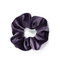 Chouchou en velours violet foncé avec texture plissée douce et design élastique classique - Violet