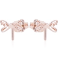 Elegant rose gold dragonfly stud earrings with detailed hollow filigree design - 108 Dragonfly - Rose Gold