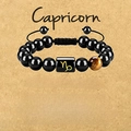Adjustable Capricorn tiger eye stone beaded bracelet with black obsidian beads - Capricorn
