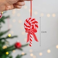 Christmas lollipop hanging ornament with red white stripes and 11cm bow tie decoration - Red Candy