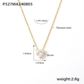 Golden heart zircon pendant necklace in titanium steel for women with 18k gold plating - Heart Zirconia Pendant Necklace (P527-Gold)