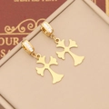 Macro detail of gold cross earrings with white zircon pavé on jewelry box - Fancy Artistic Cross Style (7#)