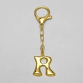 Polished 18k gold letter R keychain with lobster clasp for handbag decoration - Letter R