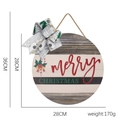 28cm round wooden Christmas sign with merry text and silver decorative bow detail - Style P (Holly Leaf Merry)