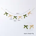 Dark green and beige velvet bow garland banner 180cm for Christmas party decor - Light Green + Beige